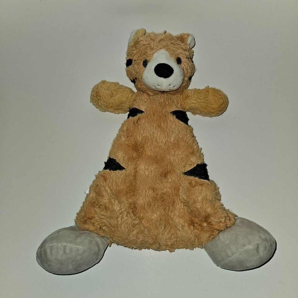 Demdaco Tiger Rattle Lovey Plush Head Flat Body 12" Stuffed Animal Toy